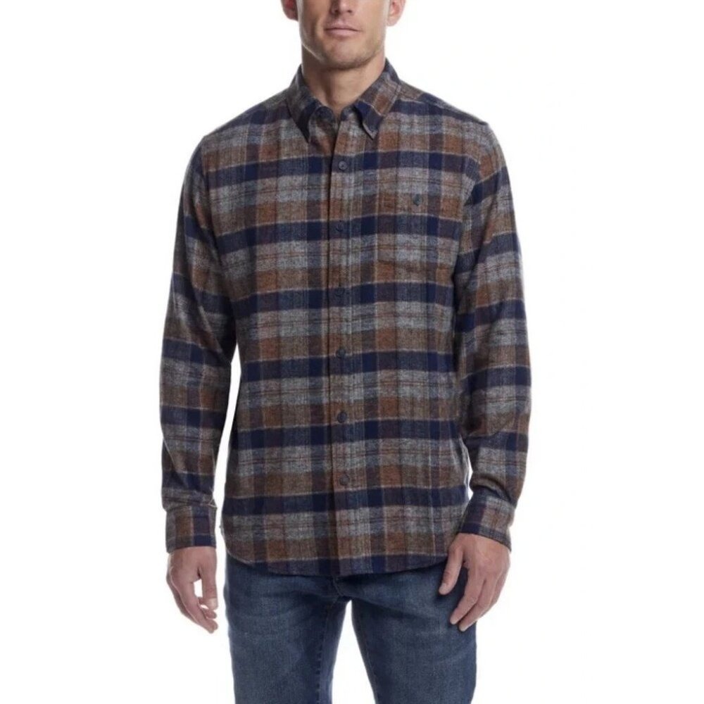 NEW Weatherproof Vintage Men's S Button-Front Plaid Flannel Shirt  #L78